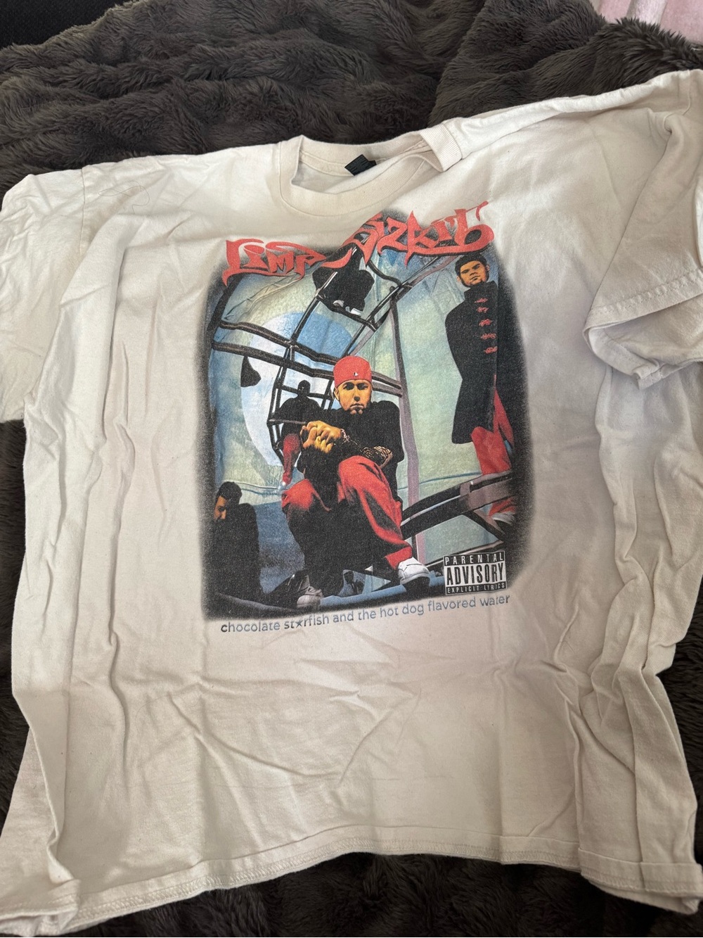 Gildan White Limp Bizkit Tee with Red and Black Print